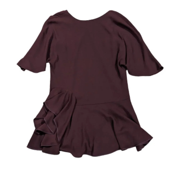 Halston Heritage Maroon Short Sleeve Crew Neck Drop Waist size Small - Picture 1 of 9